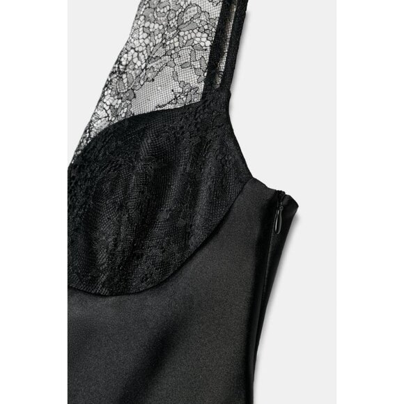 ZARA SATIN TOP WITH LACE - Picture 7 of 7